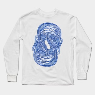 Symmetrical half face drawing - Abstract face #12 Long Sleeve T-Shirt